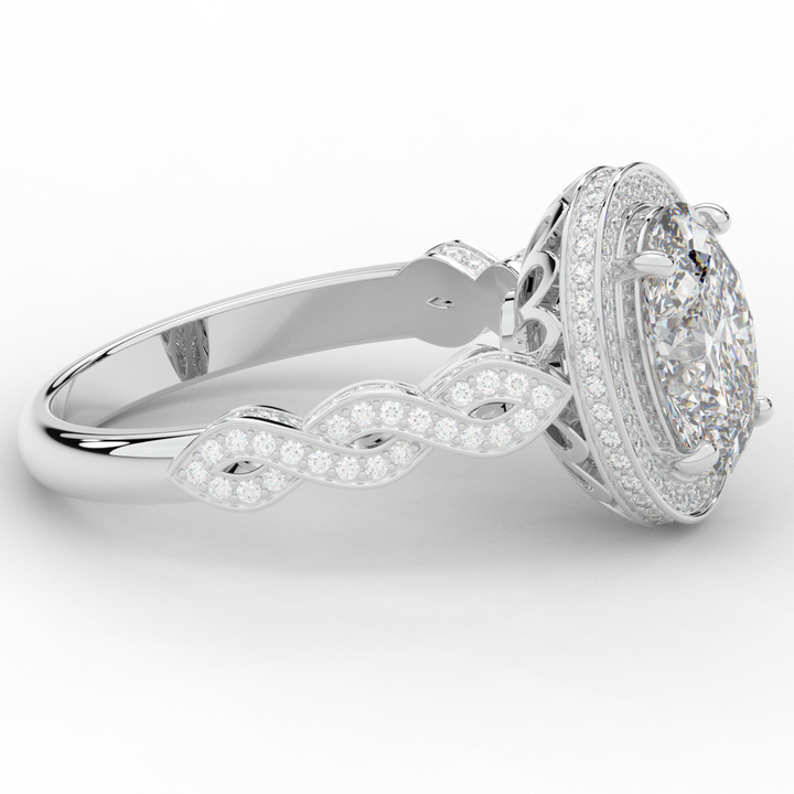 3.10CT.TW OVAL LAB DIAMOND HALO ENGAGEMENT RING - Nazarelle