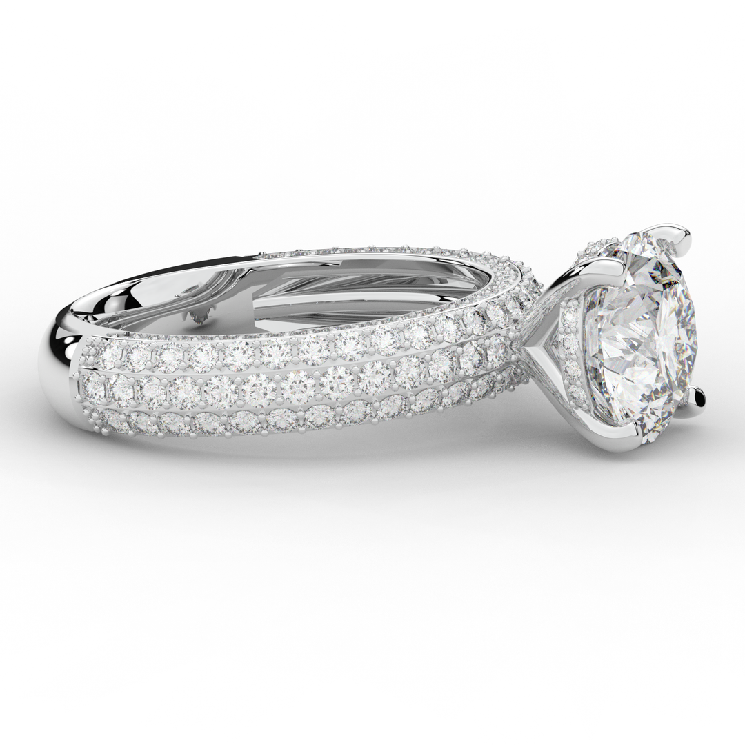 4.80CT.TW ROUND LAB DIAMOND UNDERHALO ENGAGEMENT RING - Nazarelle