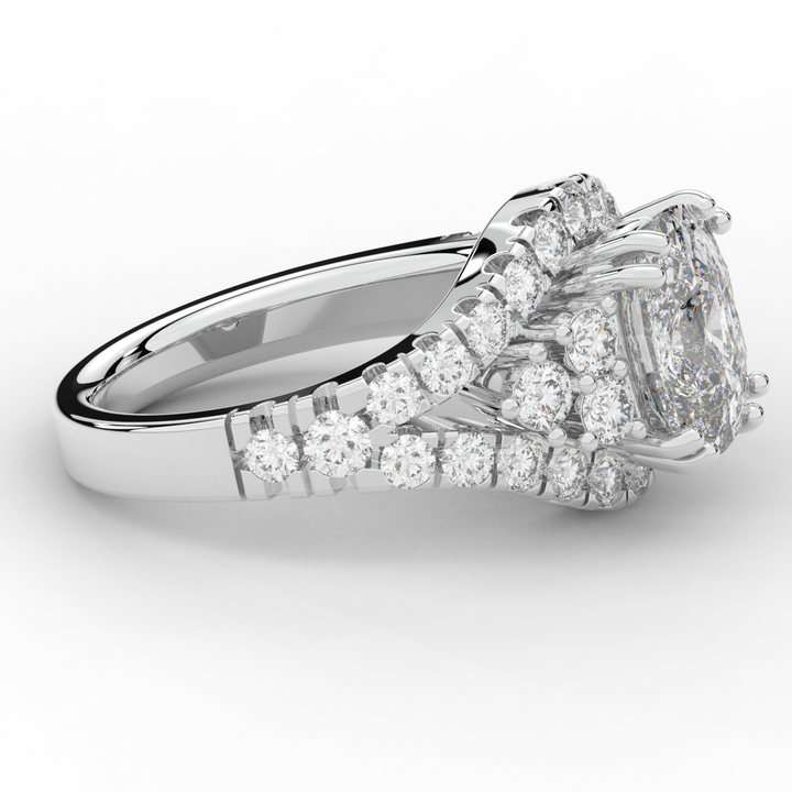 3.10CT.TW CUSHION LAB DIAMOND HALO ENGAGEMENT RING - Nazarelle