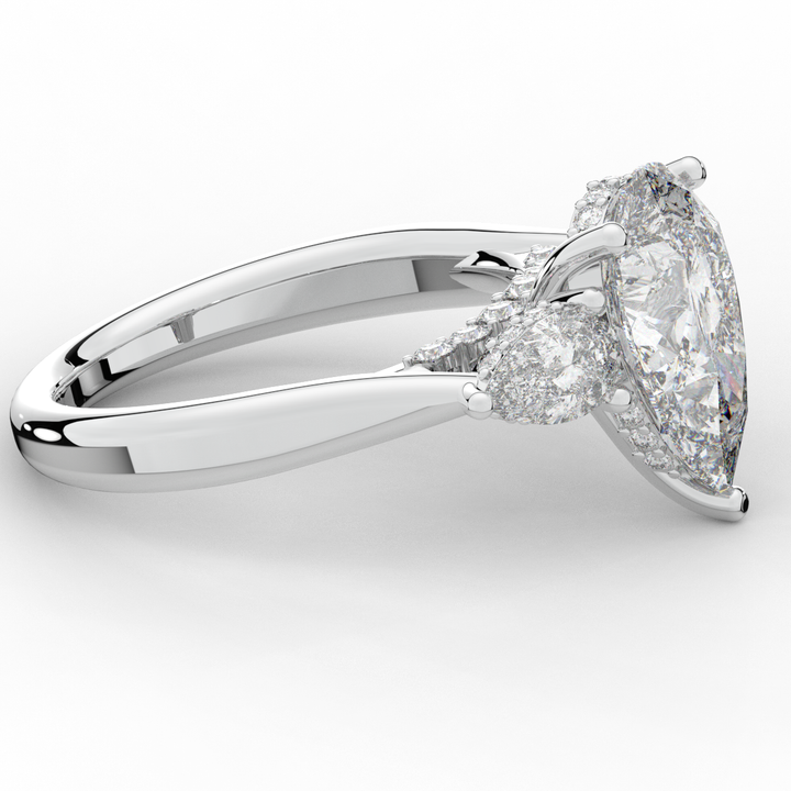 3.70CT.TW PEAR LAB DIAMOND 3 STONE ENGAGEMENT RING - Nazarelle