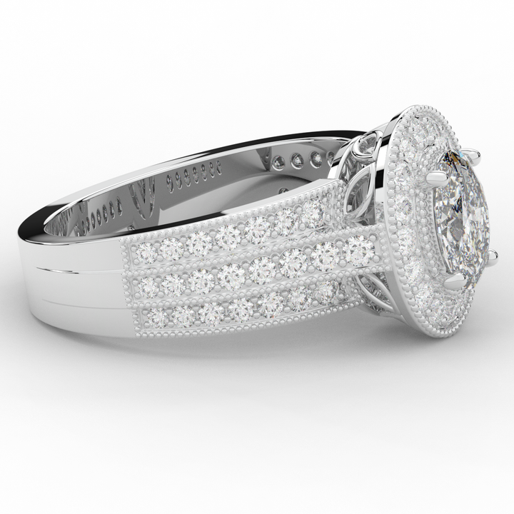1.80CT.TW OVAL LAB DIAMOND HALO ENGAGEMENT RING - Nazarelle