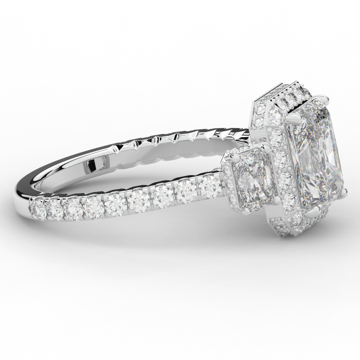 3.20CT.TW RADIANT LAB DIAMOND 3 STONE ENGAGEMENT RING - Nazarelle