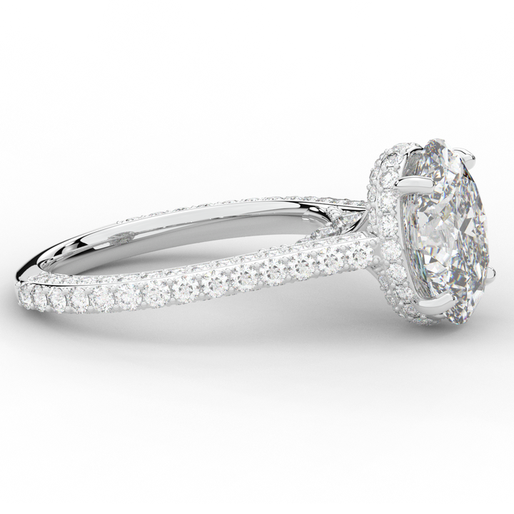 4.00CT.TW OVAL LAB DIAMOND UNDERHALO SOLITAIRE ENGAGEMENT RING - Nazarelle