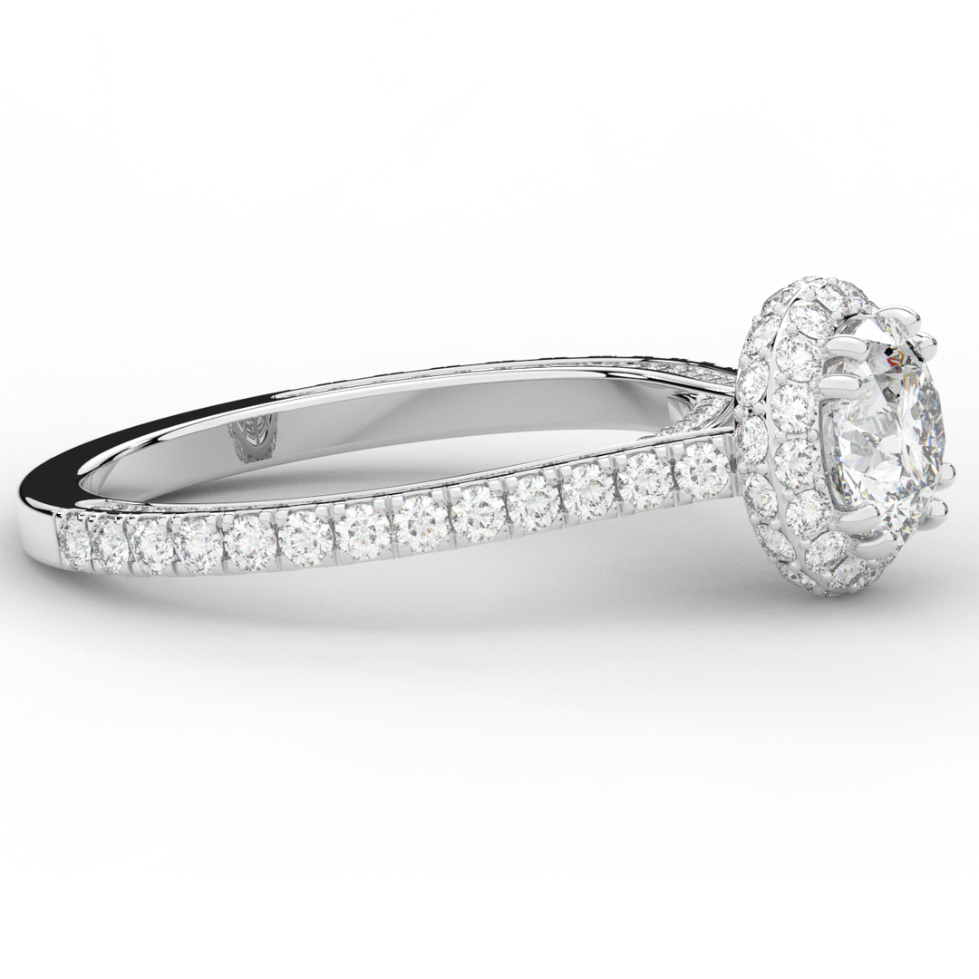 1.90CT.TW ROUND LAB DIAMOND HALO ENGAGEMENT RING - Nazarelle