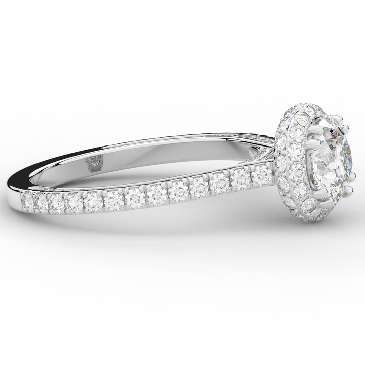 1.90CT.TW ROUND LAB DIAMOND HALO ENGAGEMENT RING - Nazarelle