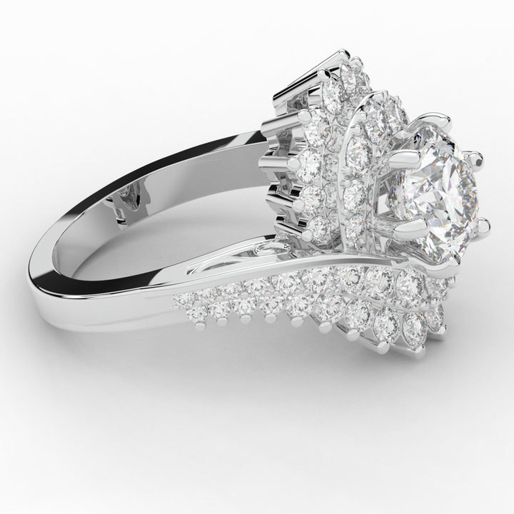 3.35CT.TW ROUND LAB DIAMOND BYPASS HALO ENGAGEMENT RING - Nazarelle