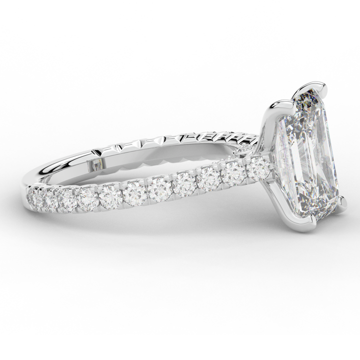 4.25CT.TW EMERALD CUT LAB DIAMOND SOLITAIRE ENGAGEMENT RING - Nazarelle
