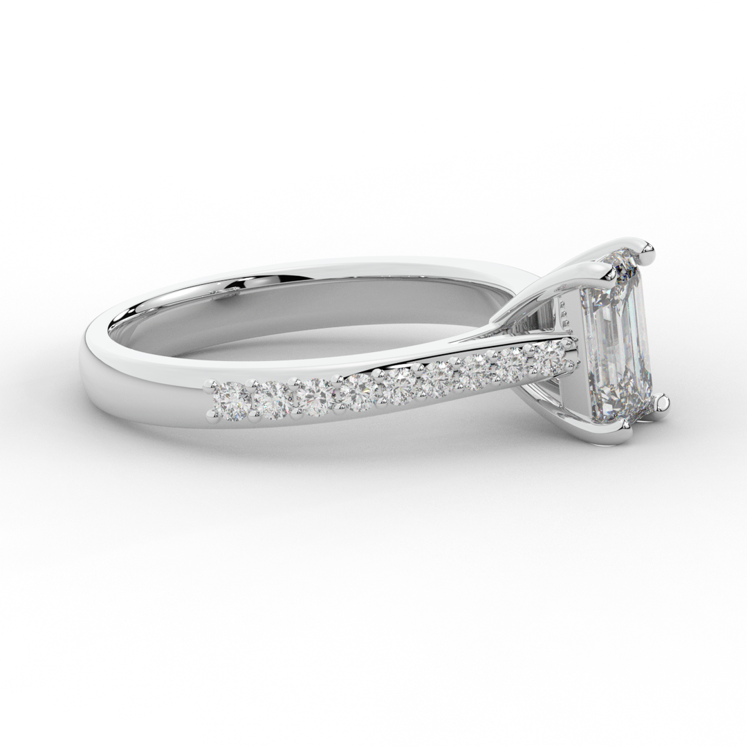 1.25CT.TW EMERALD CUT LAB DIAMOND SOLITAIRE ENGAGEMENT RING - Nazarelle