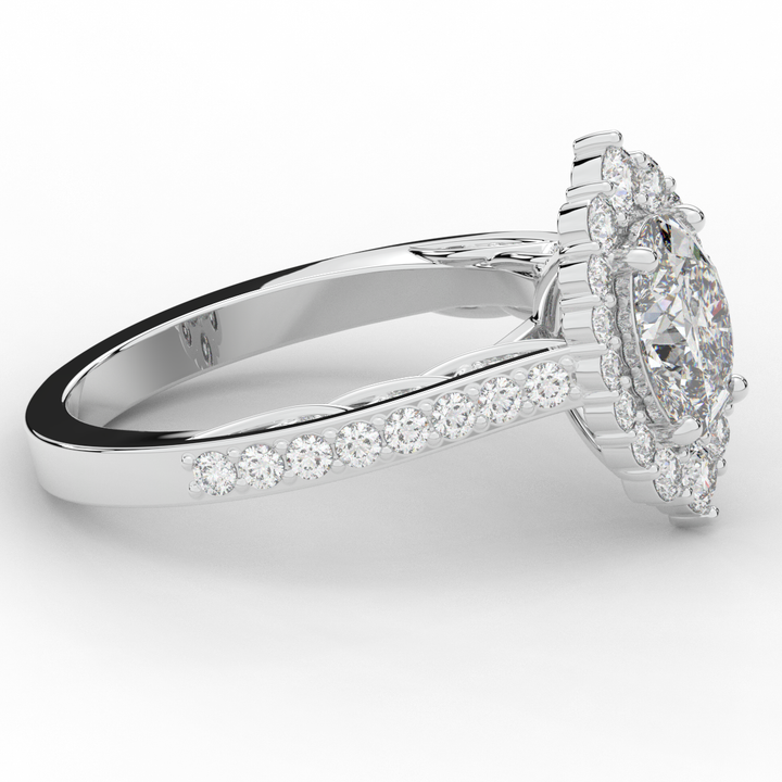 1.75CT.TW OVAL LAB DIAMOND HALO ENGAGEMENT RING - Nazarelle
