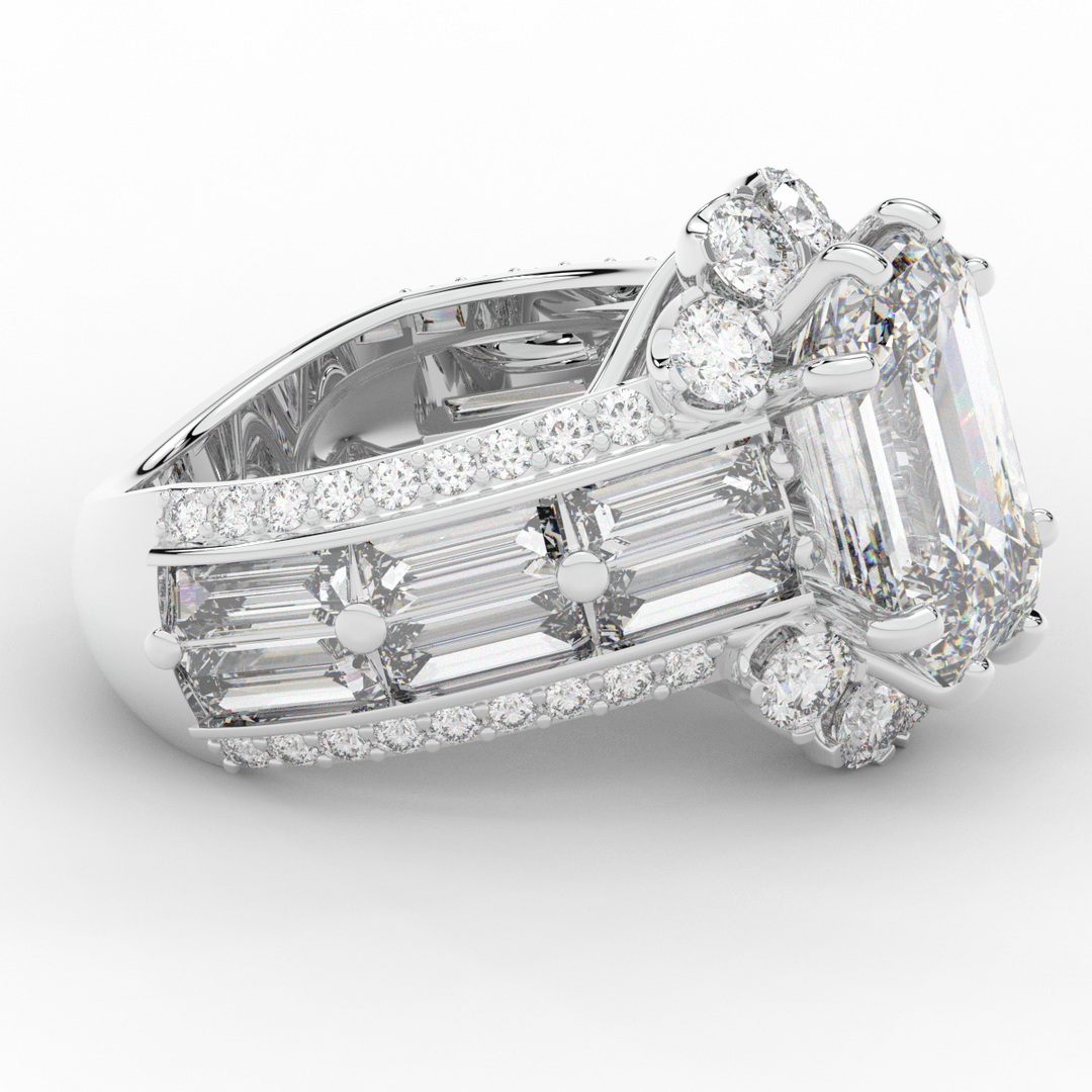 8.25CT.TW EMERALD CUT LAB DIAMOND HALO ENGAGEMENT RING - Nazarelle