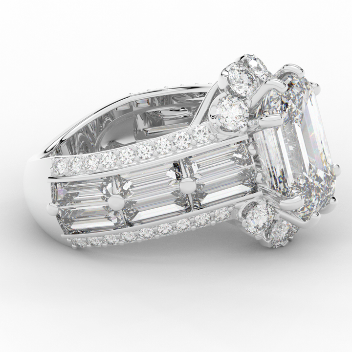 8.25CT.TW EMERALD CUT LAB DIAMOND HALO ENGAGEMENT RING - Nazarelle