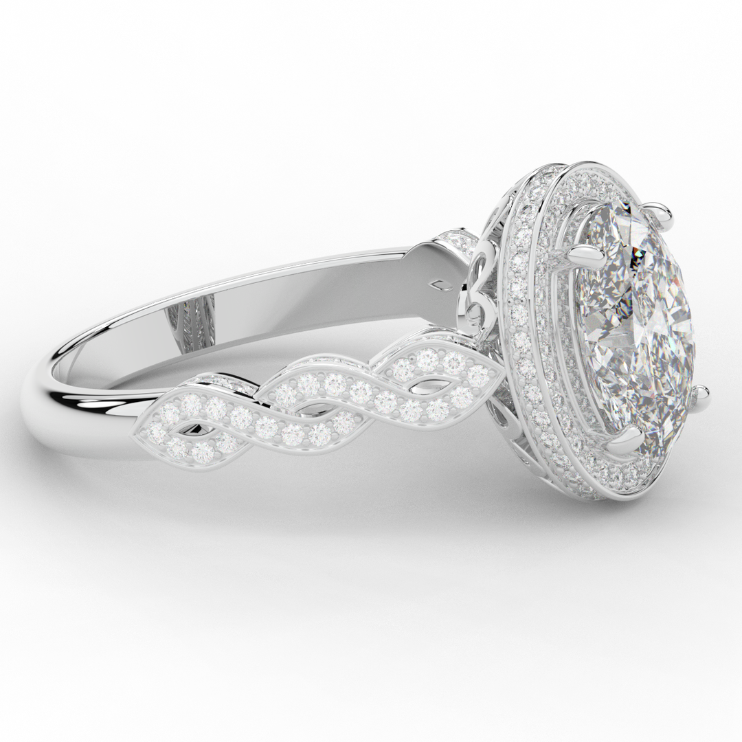 3.10CT.TW OVAL LAB DIAMOND HALO ENGAGEMENT RING - Nazarelle