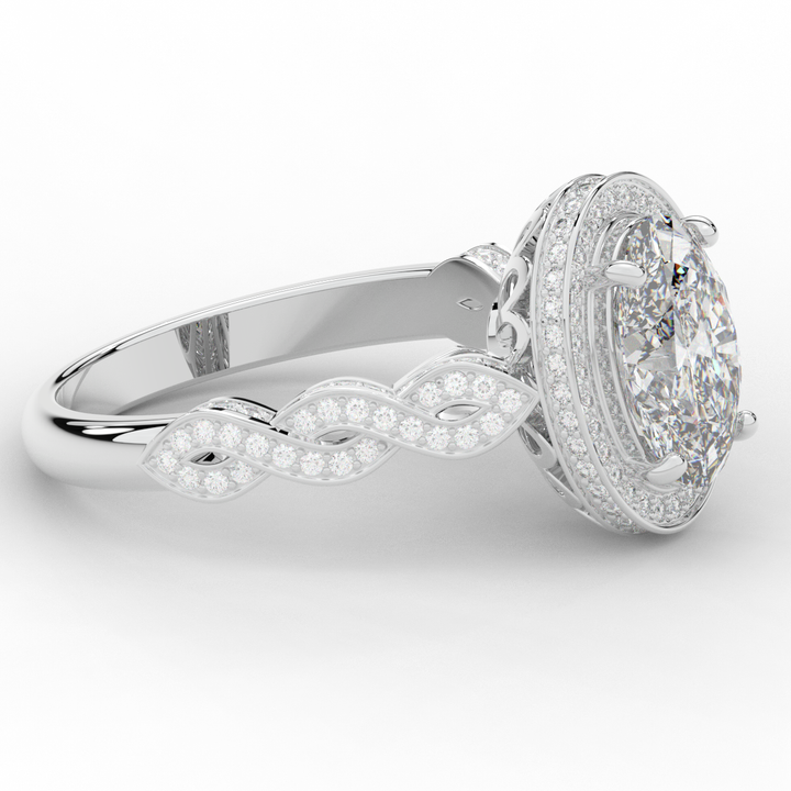 3.10CT.TW OVAL LAB DIAMOND HALO ENGAGEMENT RING - Nazarelle