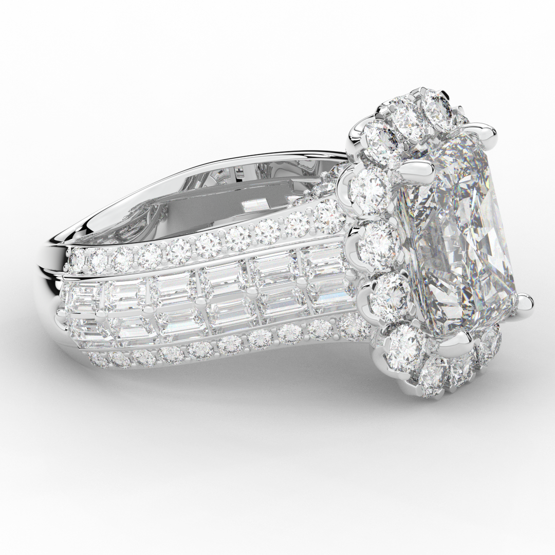 8.00CT.TW RADIANT LAB DIAMOND HALO ENGAGEMENT RING - Nazarelle