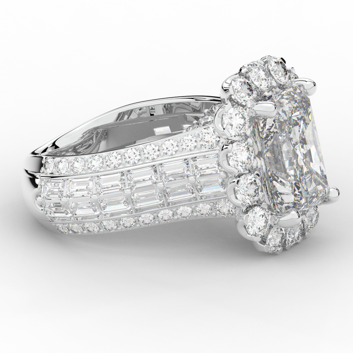 8.00CT.TW RADIANT LAB DIAMOND HALO ENGAGEMENT RING - Nazarelle