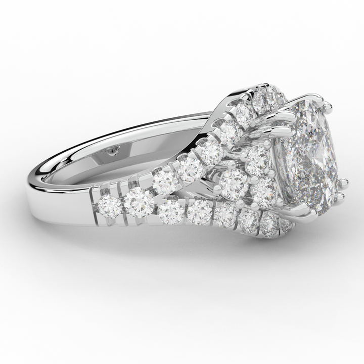3.10CT.TW CUSHION LAB DIAMOND HALO ENGAGEMENT RING - Nazarelle