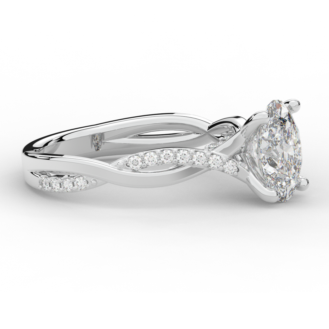 1.70CT.TW OVAL LAB DIAMOND TWIST BAND ENGAGEMENT RING - Nazarelle
