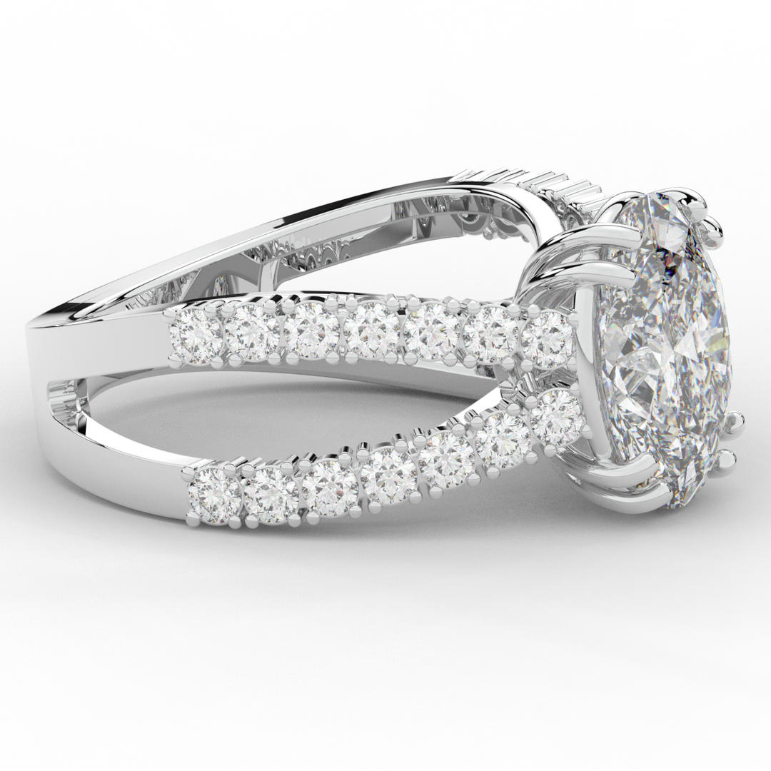 3.75CT.TW OVAL LAB DIAMOND SPLIT BAND ENGAGEMENT RING
