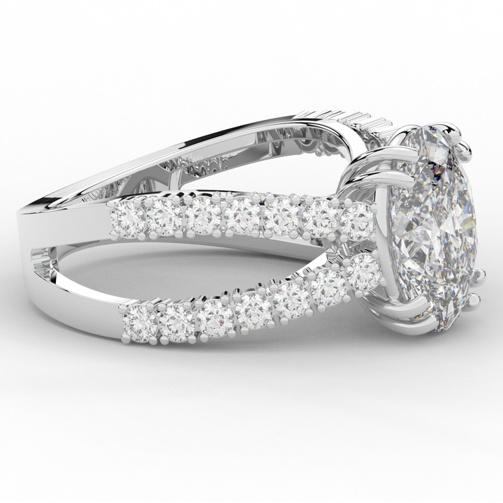 3.75CT.TW OVAL LAB DIAMOND SPLIT BAND ENGAGEMENT RING
