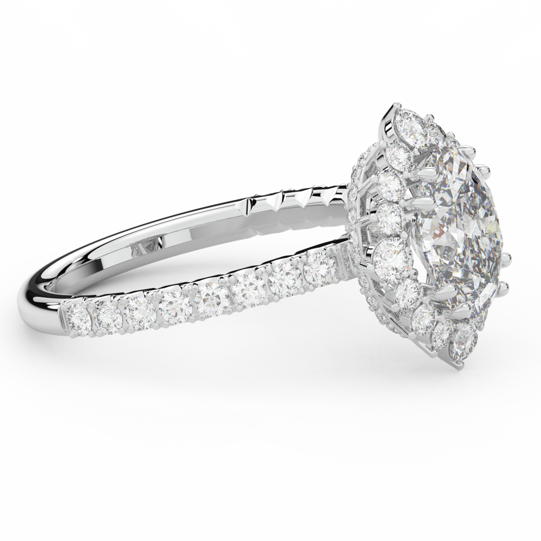 2.80CT.TW OVAL LAB DIAMOND HALO ENGAGEMENT RING - Nazarelle