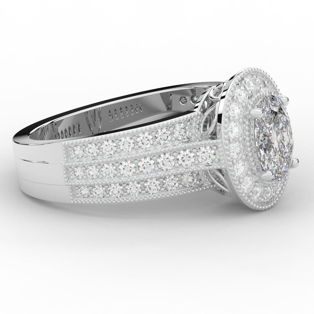 1.80CT.TW OVAL LAB DIAMOND HALO ENGAGEMENT RING - Nazarelle