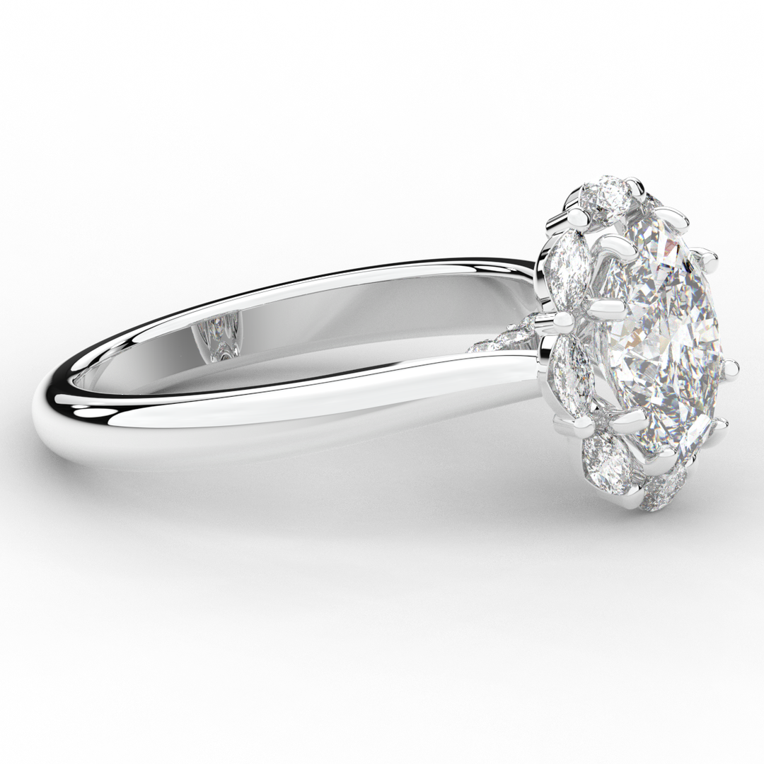 1.90CT.TW OVAL LAB DIAMOND HALO ENGAGEMENT RING - Nazarelle