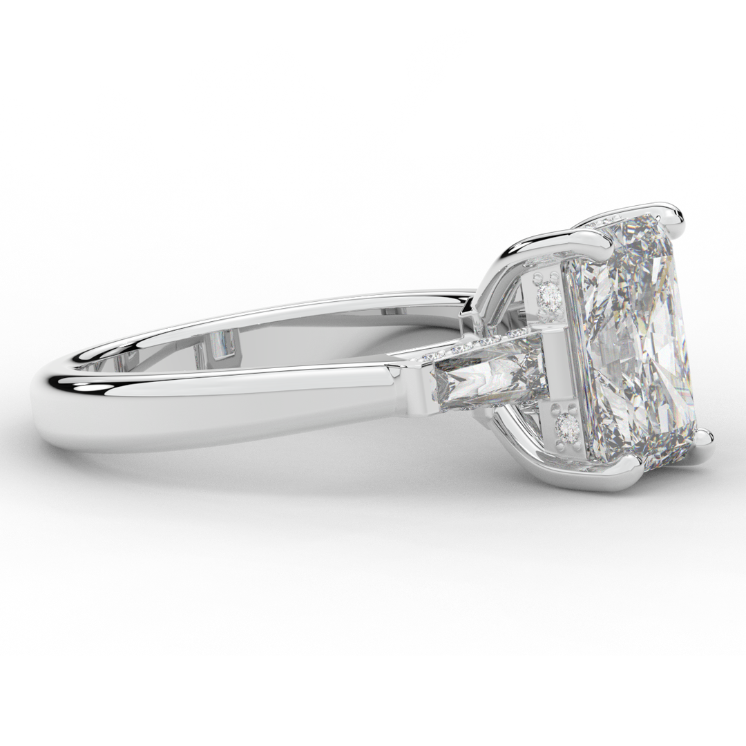 3.45CT.TW RADIANT LAB DIAMOND 3 STONE ENGAGEMENT RING - Nazarelle