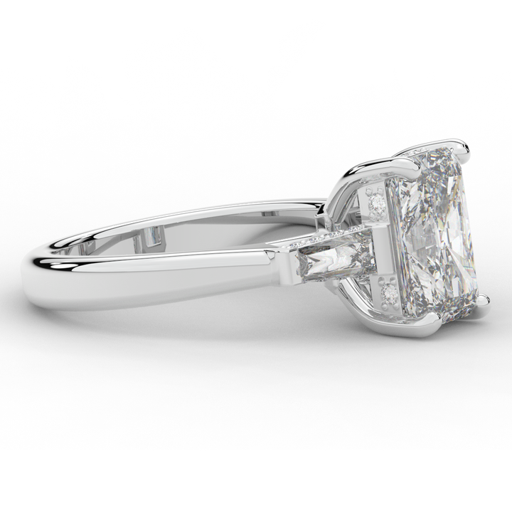 3.45CT.TW RADIANT LAB DIAMOND 3 STONE ENGAGEMENT RING - Nazarelle