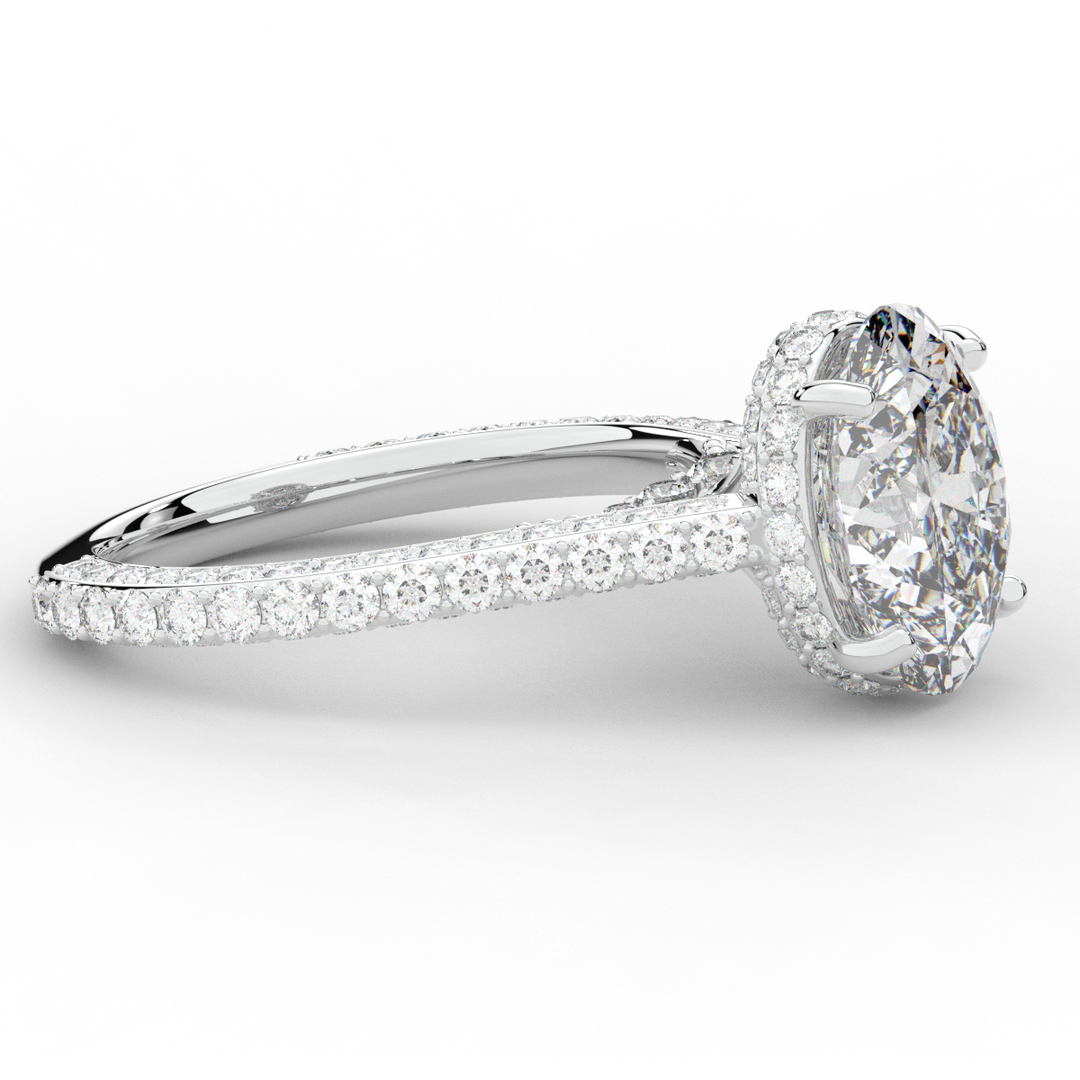 4.00CT.TW OVAL LAB DIAMOND UNDERHALO SOLITAIRE ENGAGEMENT RING - Nazarelle