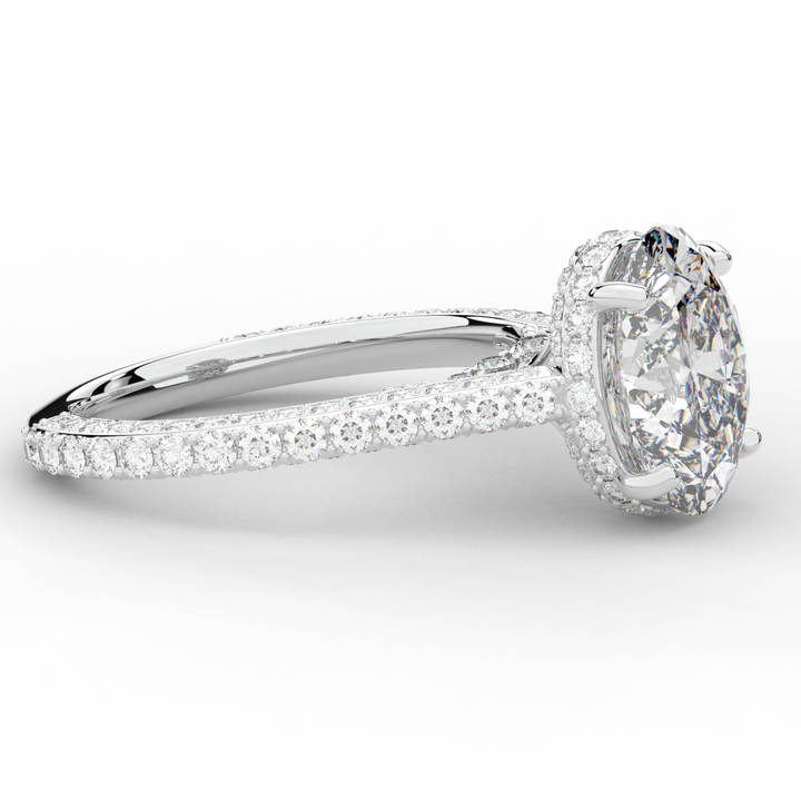 4.00CT.TW OVAL LAB DIAMOND UNDERHALO SOLITAIRE ENGAGEMENT RING - Nazarelle