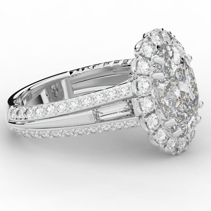 5.75CT.TW OVAL LAB DIAMOND HALO ENGAGEMENT RING - Nazarelle