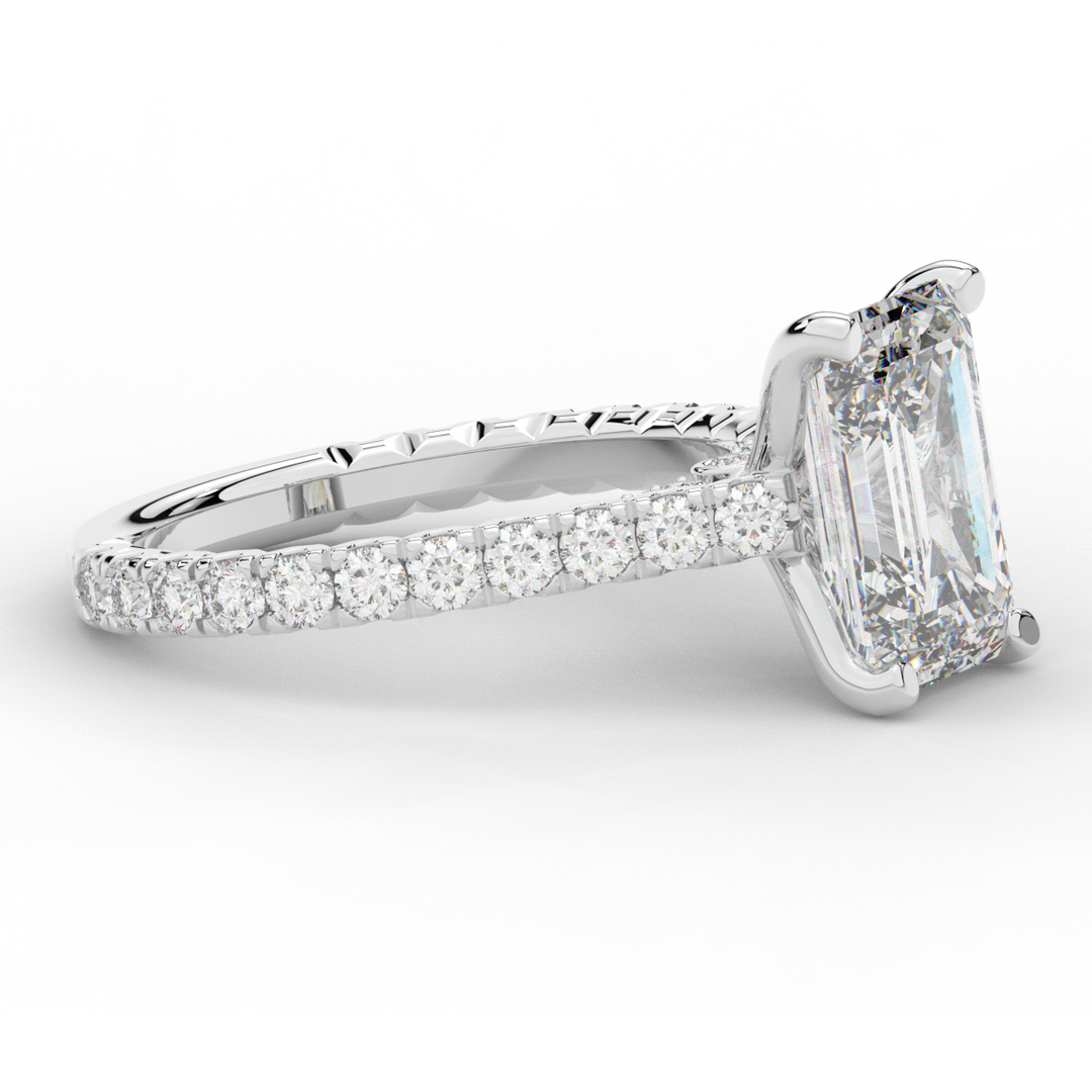 4.25CT.TW EMERALD CUT LAB DIAMOND SOLITAIRE ENGAGEMENT RING - Nazarelle