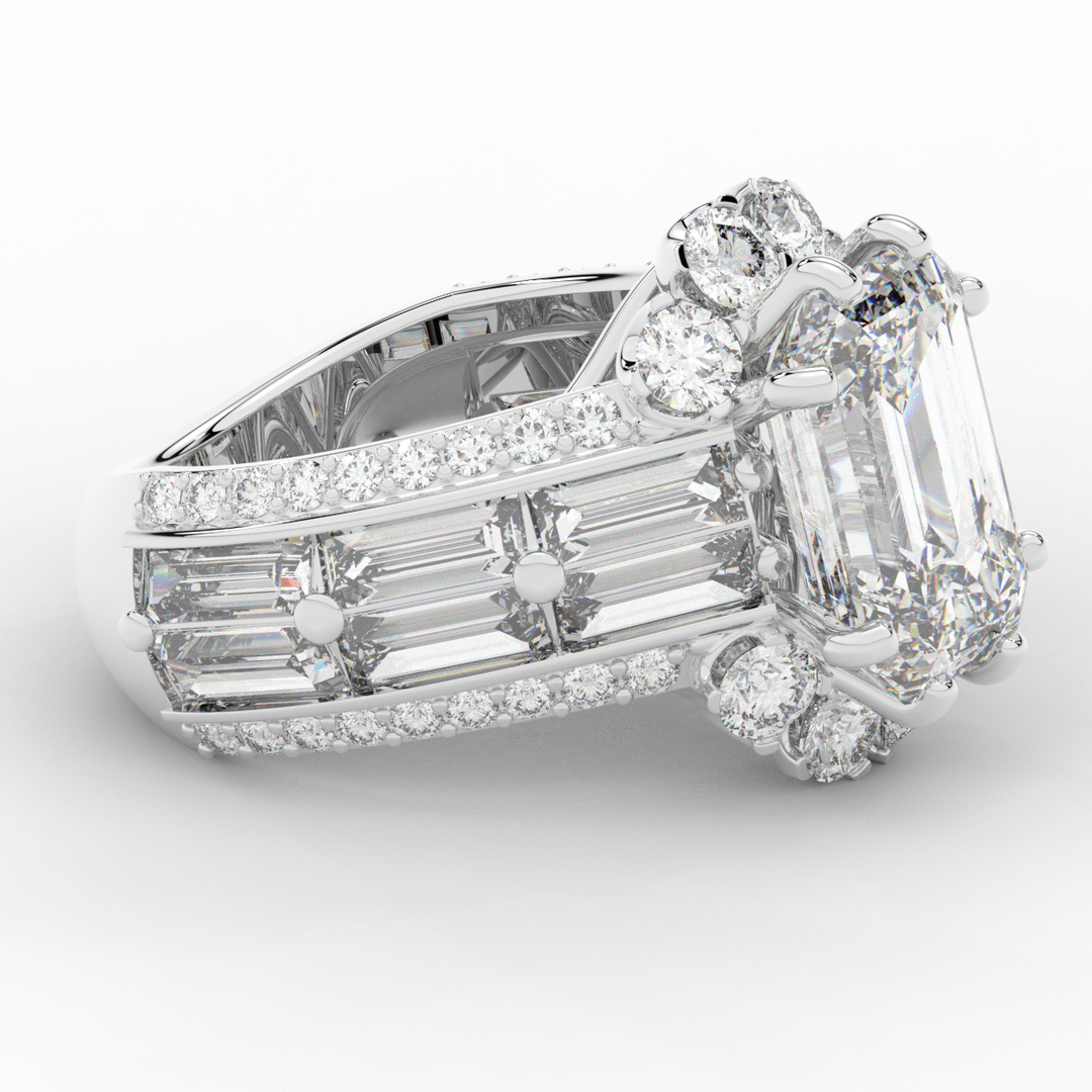 8.25CT.TW EMERALD CUT LAB DIAMOND HALO ENGAGEMENT RING - Nazarelle