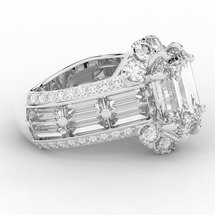 8.25CT.TW EMERALD CUT LAB DIAMOND HALO ENGAGEMENT RING - Nazarelle