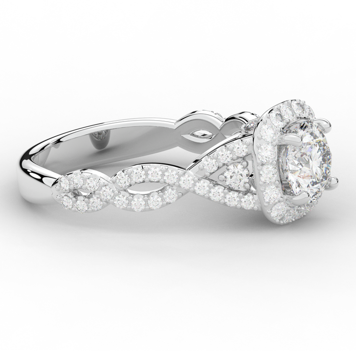 1.60CT.TW ROUND LAB DIAMOND HALO TWIST ENGAGEMENT RING - Nazarelle