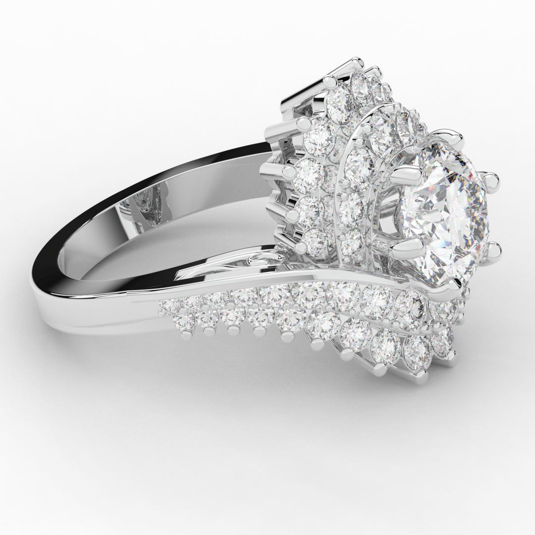3.35CT.TW ROUND LAB DIAMOND BYPASS HALO ENGAGEMENT RING - Nazarelle