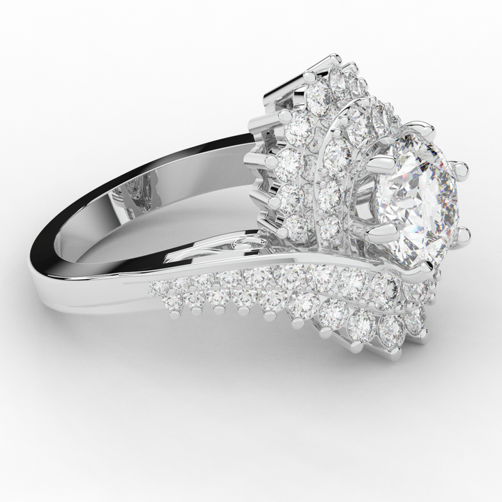 3.35CT.TW ROUND LAB DIAMOND BYPASS HALO ENGAGEMENT RING - Nazarelle