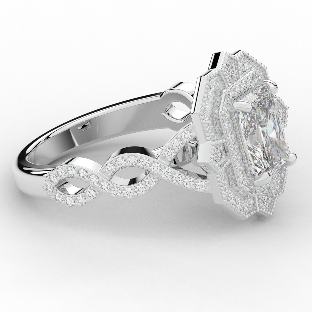 1.90CT.TW RADIANT LAB DIAMOND HALO ENGAGEMENT RING - Nazarelle