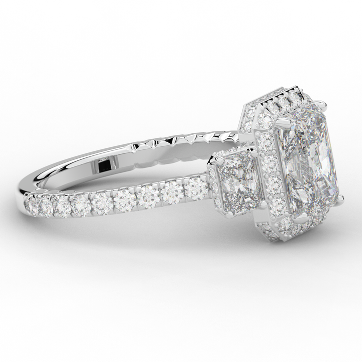 3.20CT.TW RADIANT LAB DIAMOND 3 STONE ENGAGEMENT RING - Nazarelle