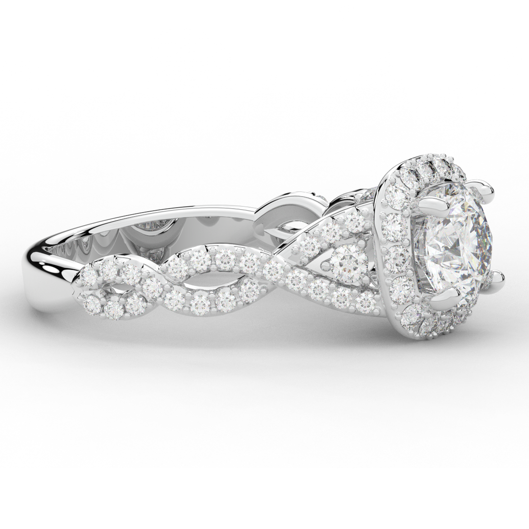 1.30CT.TW ROUND LAB DIAMOND HALO ENGAGEMENT RING - Nazarelle