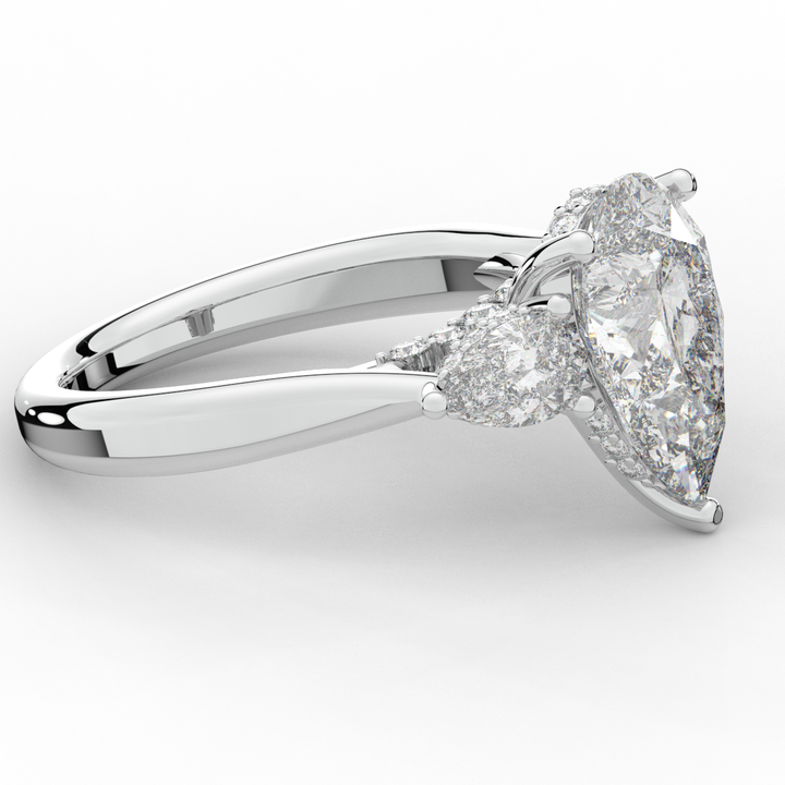 3.70CT.TW PEAR LAB DIAMOND 3 STONE ENGAGEMENT RING - Nazarelle