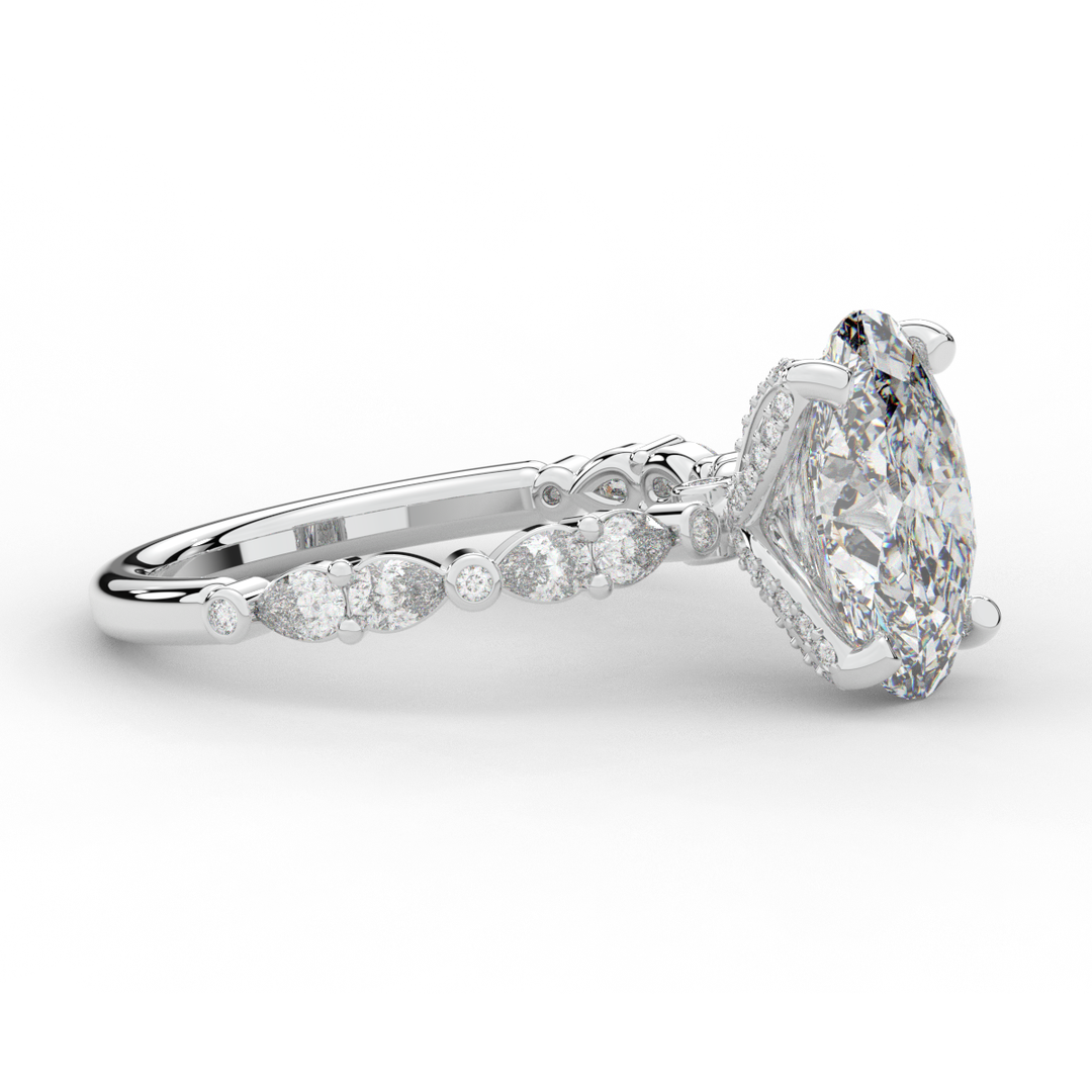 3.60CT.TW OVAL LAB DIAMOND SOLITAIRE ENGAGEMENT RING - Nazarelle