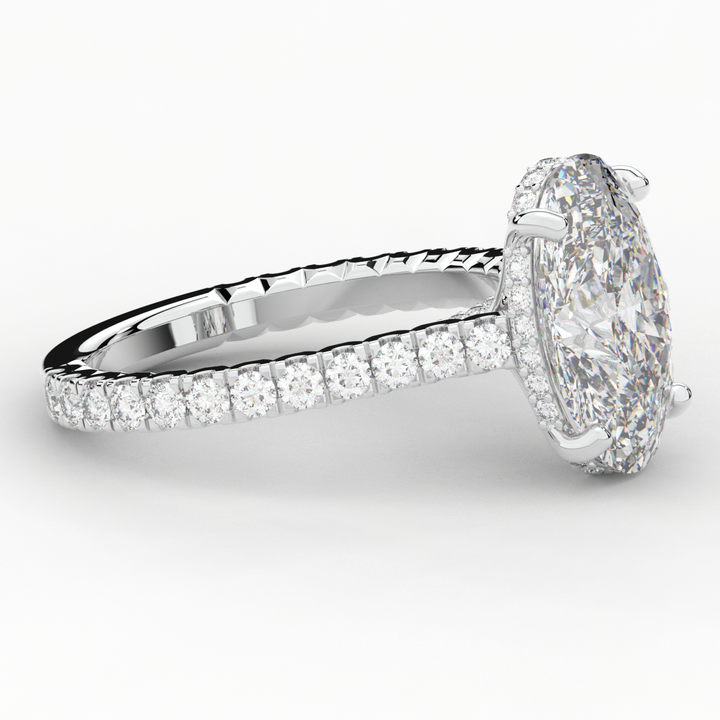4.70CT.TW OVAL LAB DIAMOND UNDERHALO SOLITAIRE ENGAGEMENT RING - Nazarelle