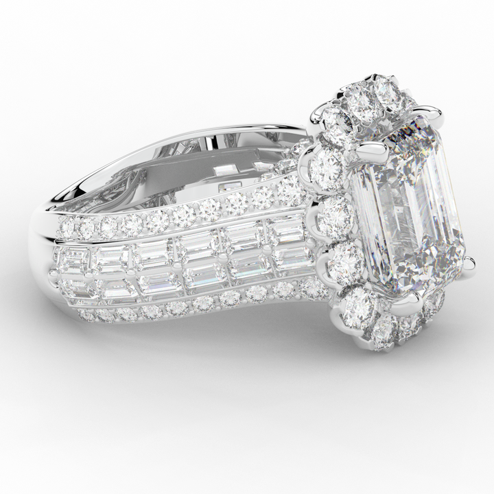 8.00CT.TW EMERALD CUT LAB DIAMOND HALO ENGAGEMENT RING - Nazarelle