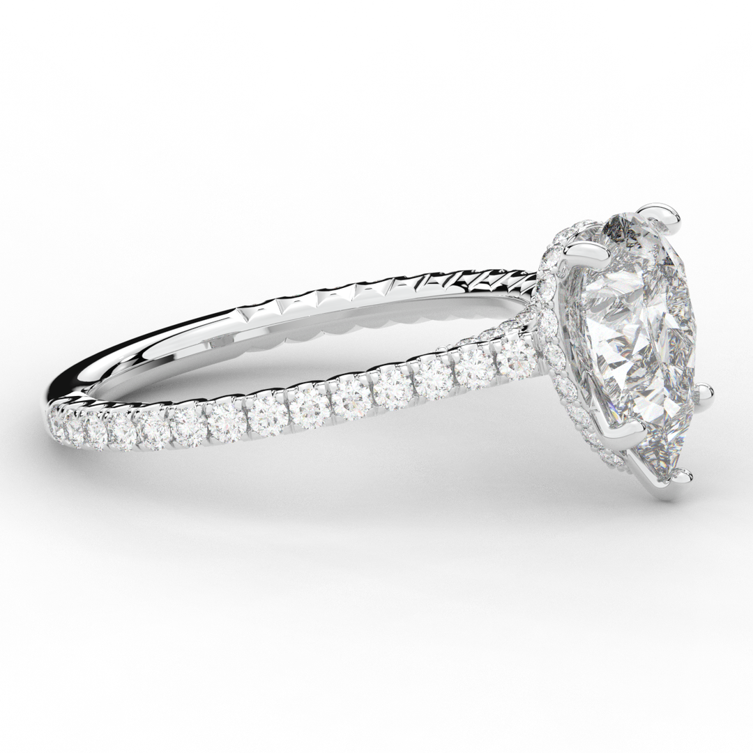 2.50CT.TW PEAR LAB DIAMOND UNDERHALO SOLITAIRE ENGAGEMENT RING - Nazarelle