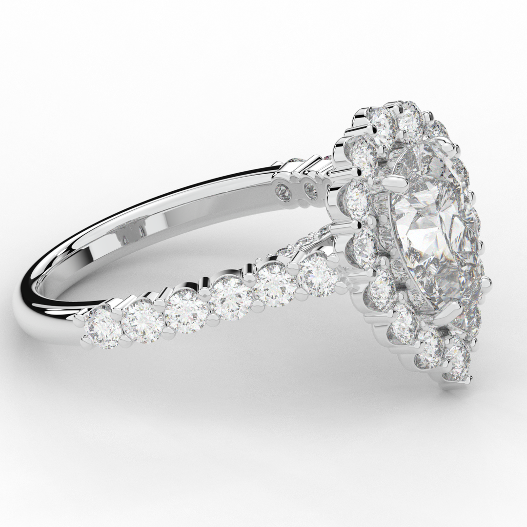 3.10CT.TW PEAR LAB DIAMOND HALO ENGAGEMENT RING - Nazarelle