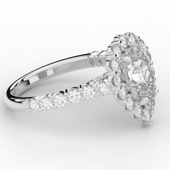 3.10CT.TW PEAR LAB DIAMOND HALO ENGAGEMENT RING - Nazarelle