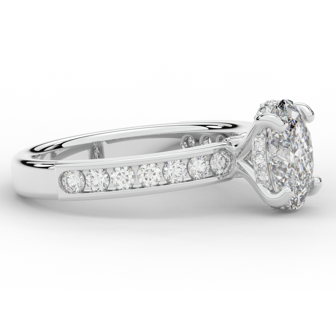 1.95CT.TW OVAL LAB DIAMOND UNDERHALO ENGAGEMENT RING - Nazarelle