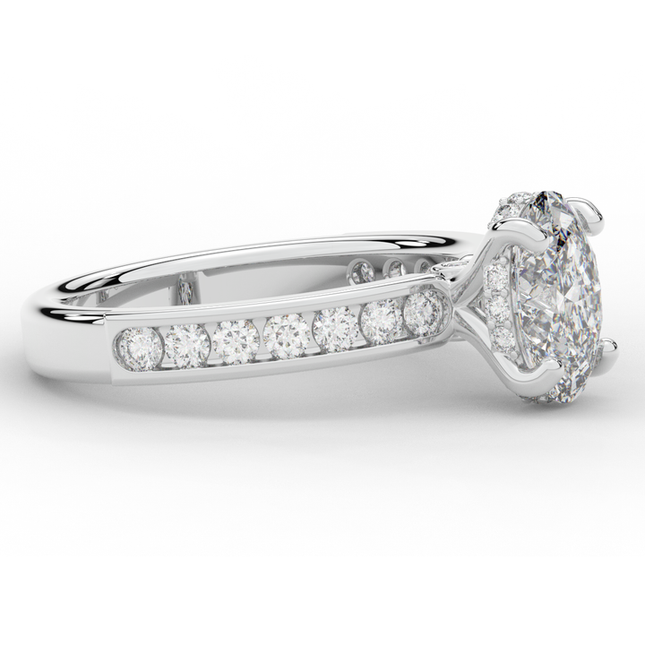 1.95CT.TW OVAL LAB DIAMOND UNDERHALO ENGAGEMENT RING - Nazarelle
