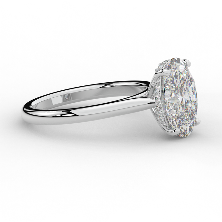 2.05CT.TW OVAL LAB DIAMOND UNDERHALO ENGAGEMENT RING - Nazarelle